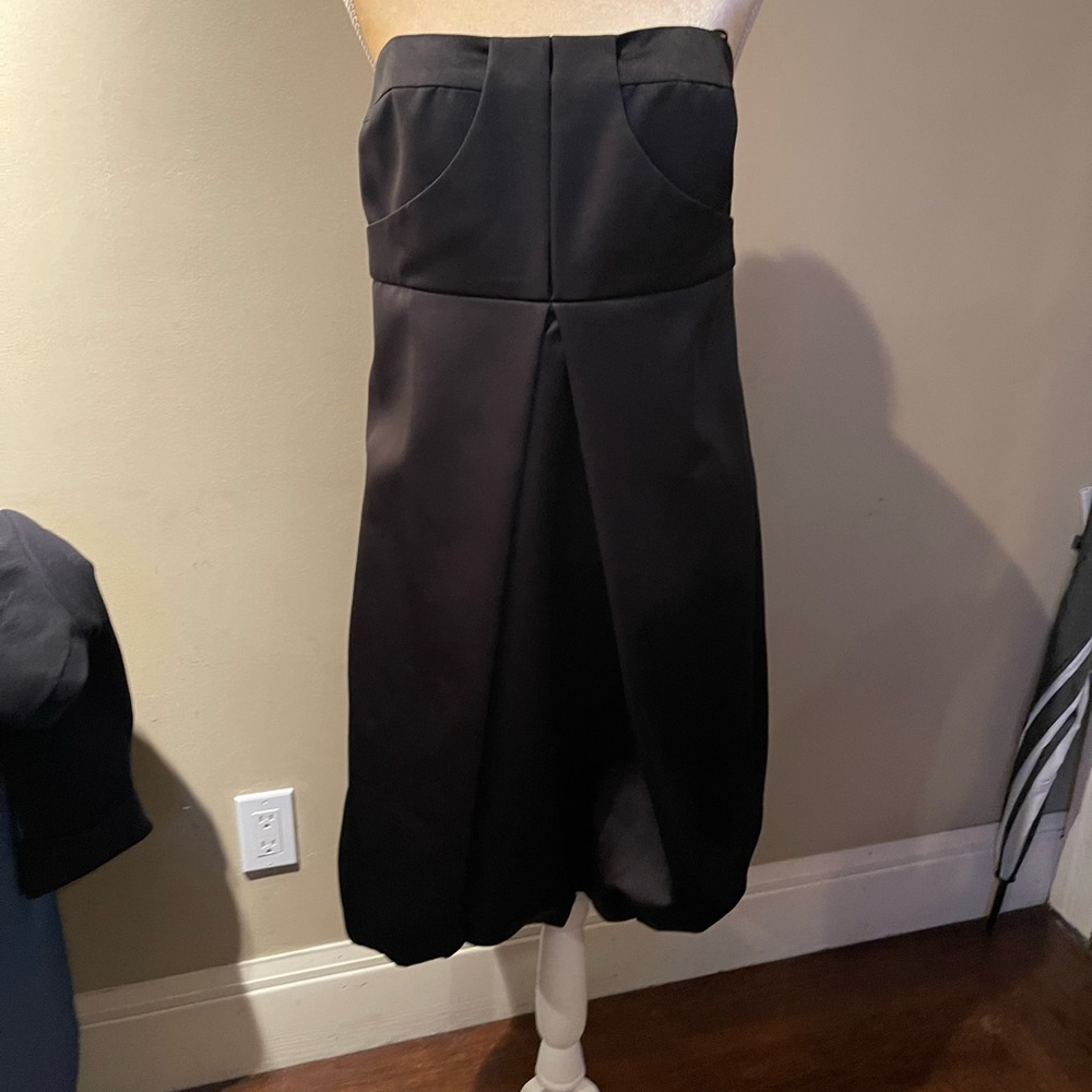 A.B.S Peaked Strapless Taffeta Dress in Black Sz 14